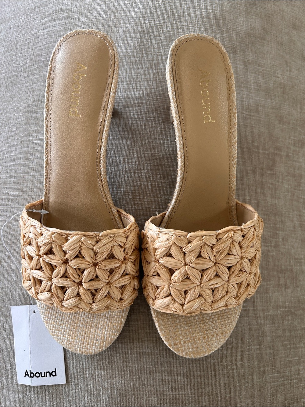 Abound 7 1/2 Women’s Tan Woven Slide Sandals